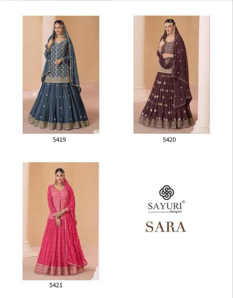 Sayuri Designer Sara Readymade Georgette Dress 3 pcs Catalogue