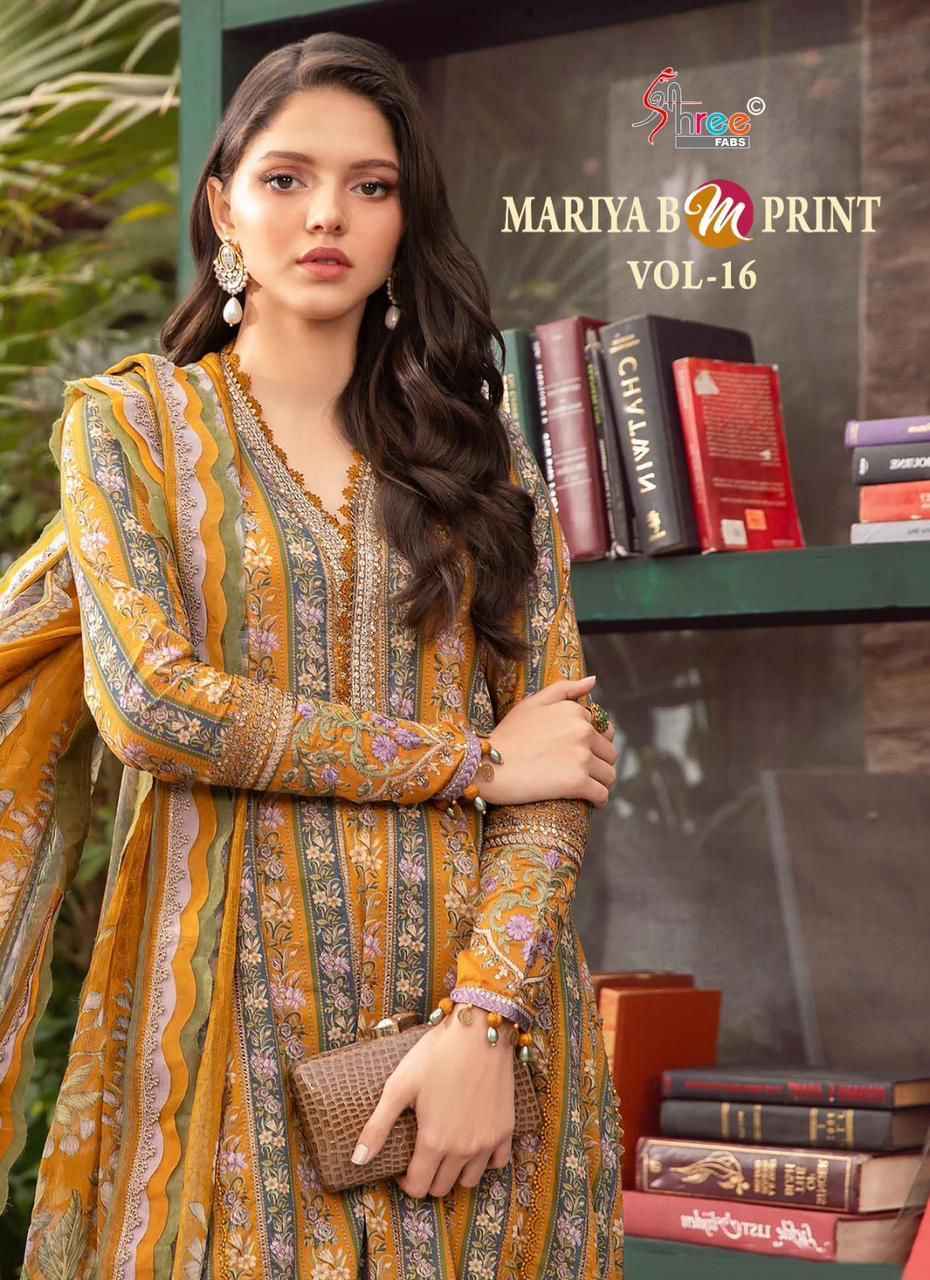 Shree Fab Mariya B M Print Vol-16 Pure Dress Material (8 Pc Catalog)