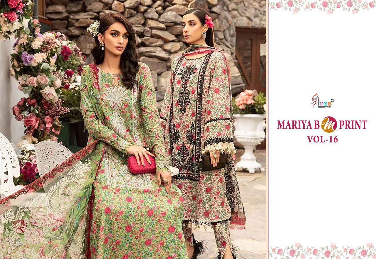 Shree Fab Mariya B M Print Vol-16 Pure Dress Material (8 Pc Catalog)