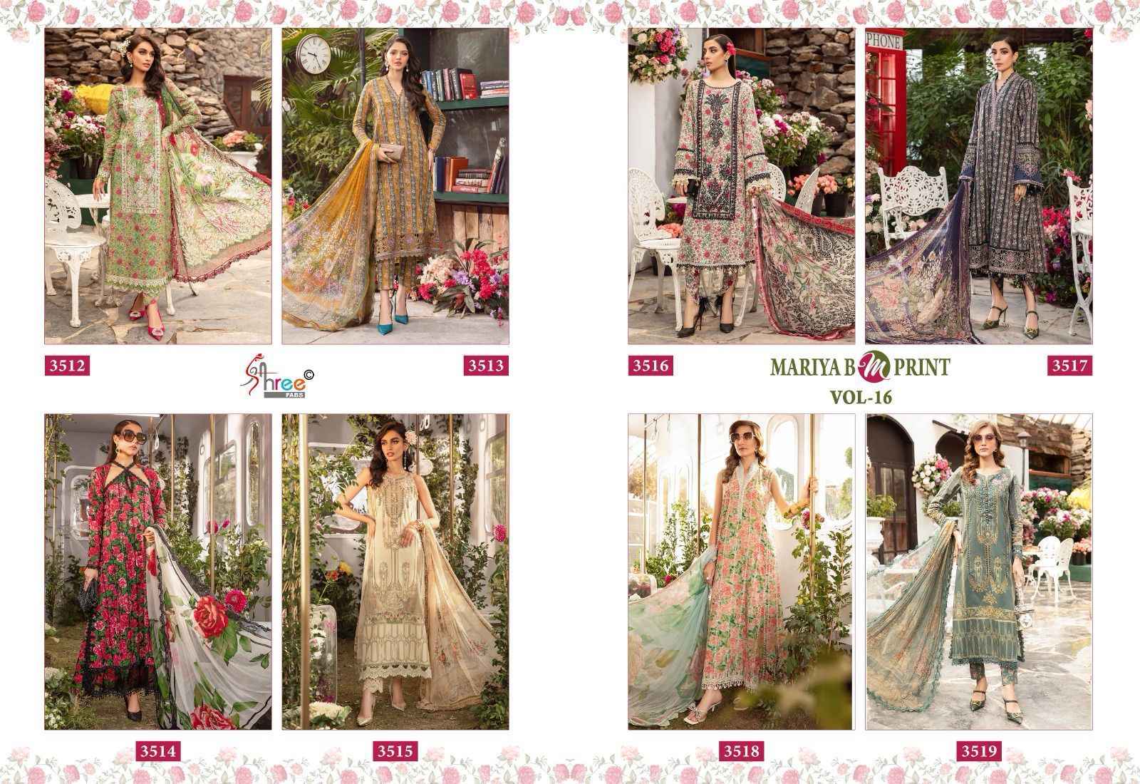 Shree Fab Mariya B M Print Vol-16 Pure Dress Material (8 Pc Catalog)