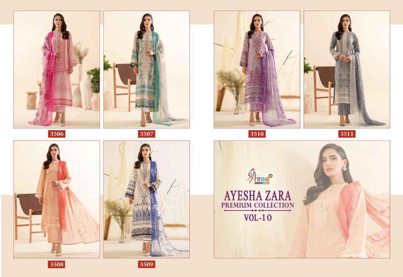 Shree Fabs Ayesha Zara Premium Collection Vol 10 Cotton Dress Material 6 pcs Catalogue
