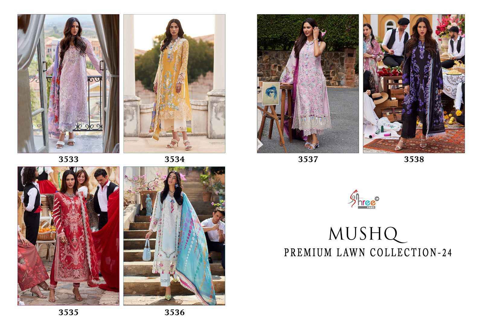 Shree Fabs Mushq 24 Lawn Cotton Dress Material 6 pcs Catalogue