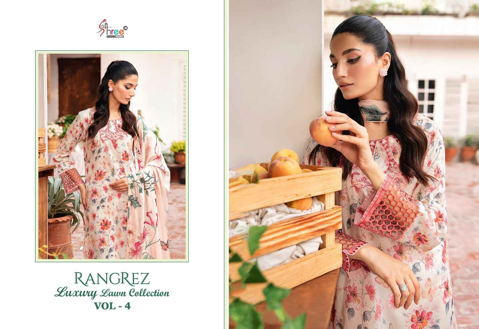 Shree Fabs Rangrez Luxcury Lawn Collection Vol-4 Cotton Dress Material (7 pcs Cataloge)