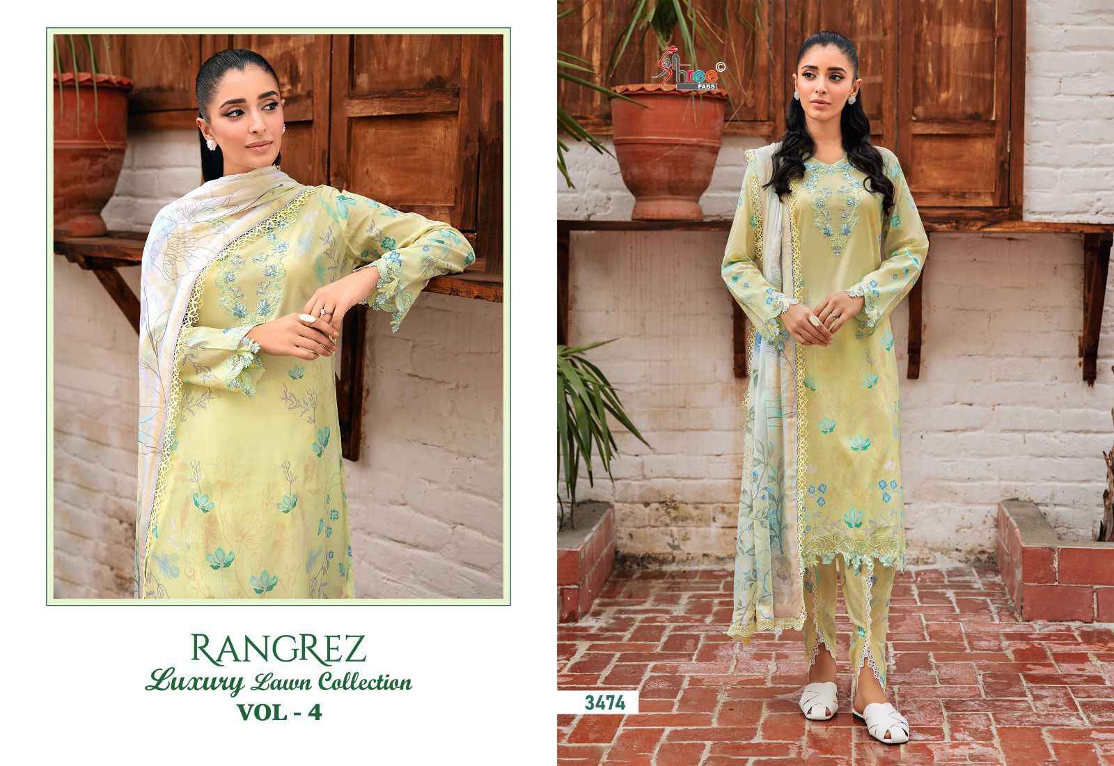 Shree Fabs Rangrez Luxcury Lawn Collection Vol-4 Cotton Dress Material (7 pcs Cataloge)