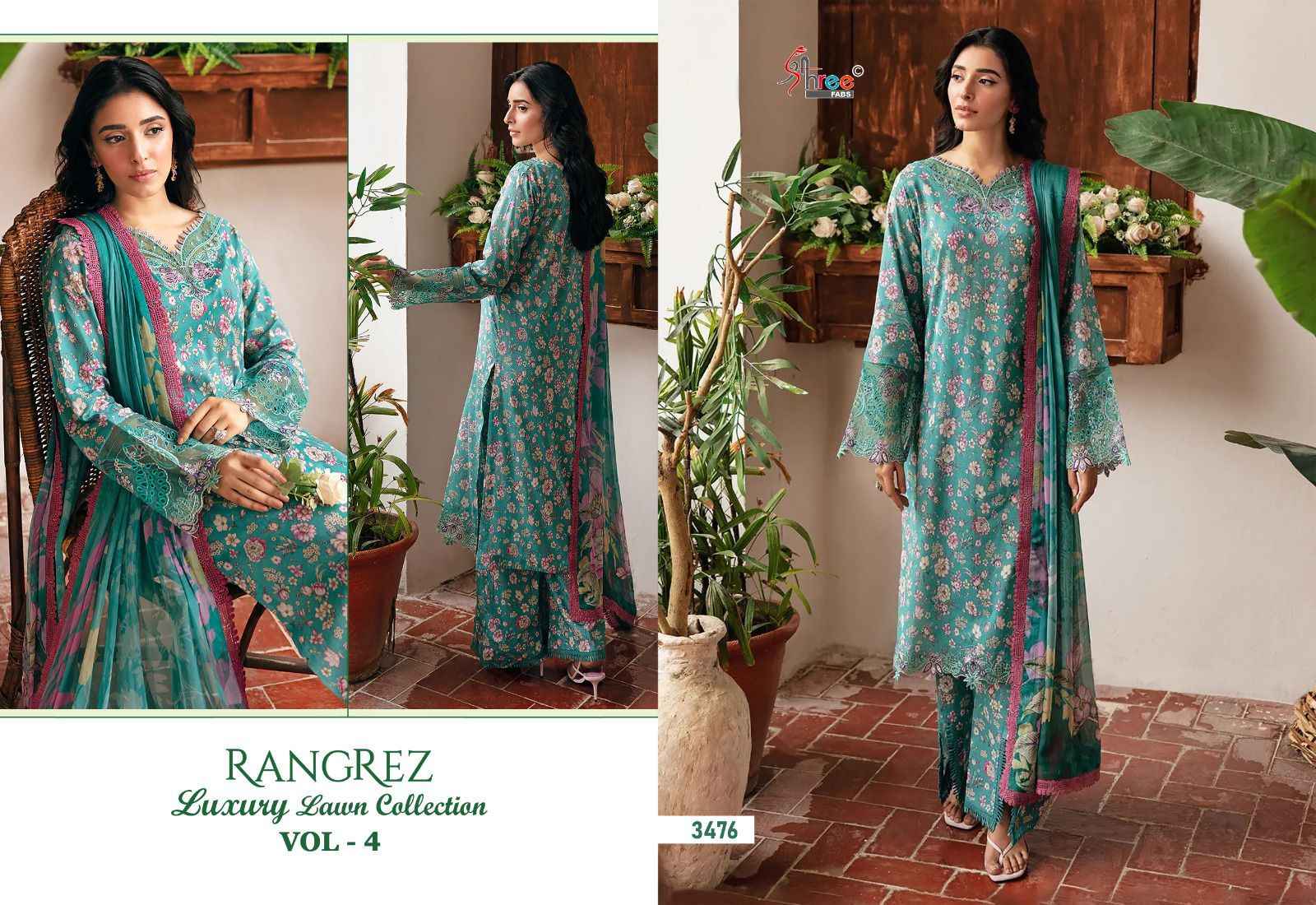 Shree Fabs Rangrez Luxcury Lawn Collection Vol-4 Cotton Dress Material (7 pcs Cataloge)