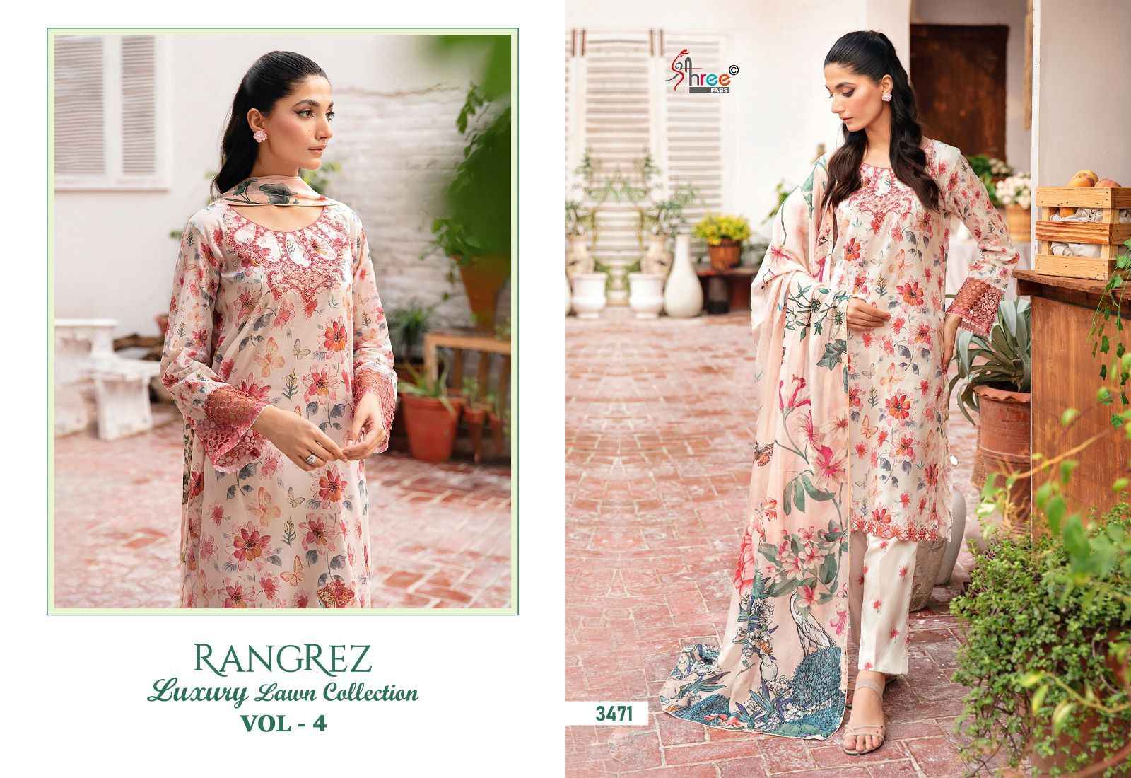 Shree Fabs Rangrez Luxcury Lawn Collection Vol-4 Cotton Dress Material (7 pcs Cataloge)