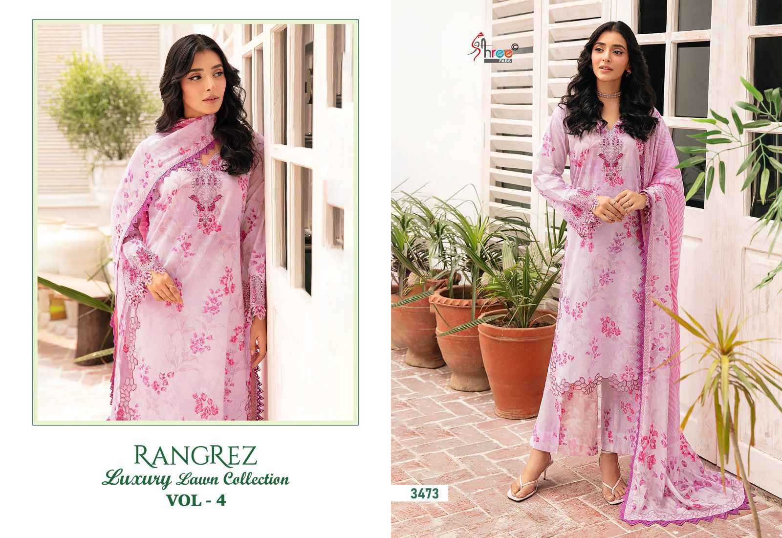 Shree Fabs Rangrez Luxcury Lawn Collection Vol-4 Cotton Dress Material (7 pcs Cataloge)