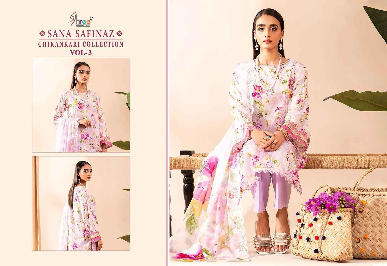 Shree Fabs Sana Safinaz Chikankari Collection Vol 3 Cotton Dress Material 5 pcs Catalogue