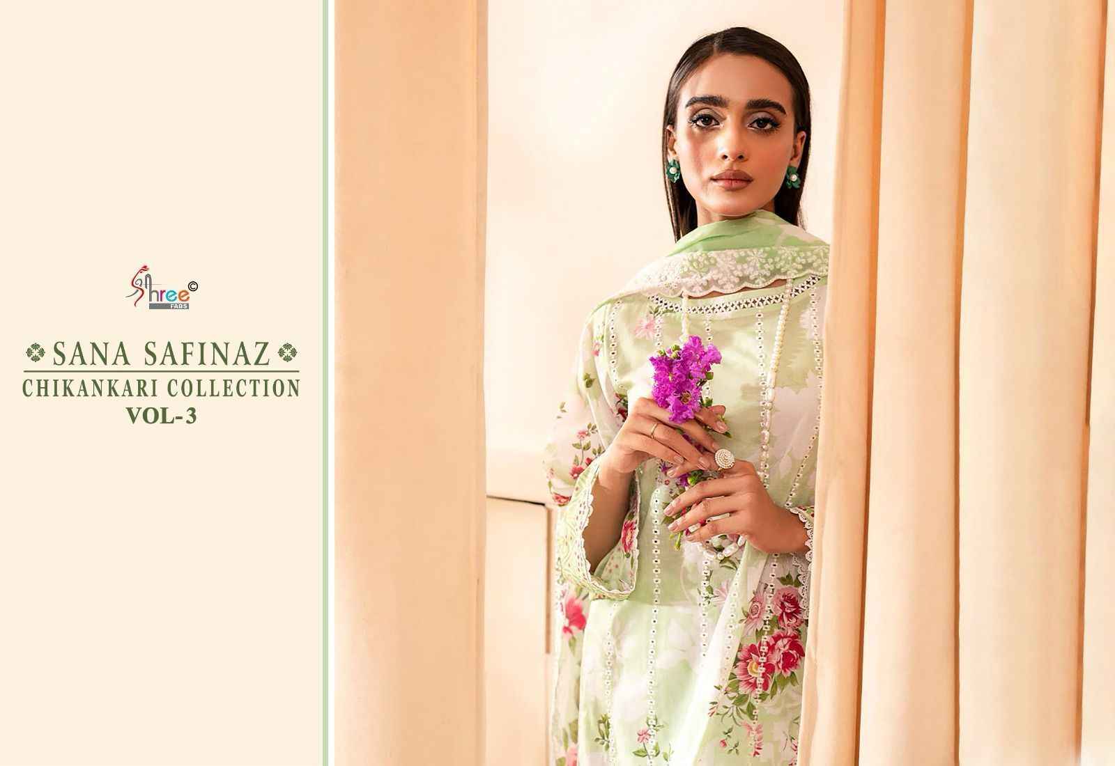 Shree Fabs Sana Safinaz Chikankari Collection Vol 3 Cotton Dress Material 5 pcs Catalogue