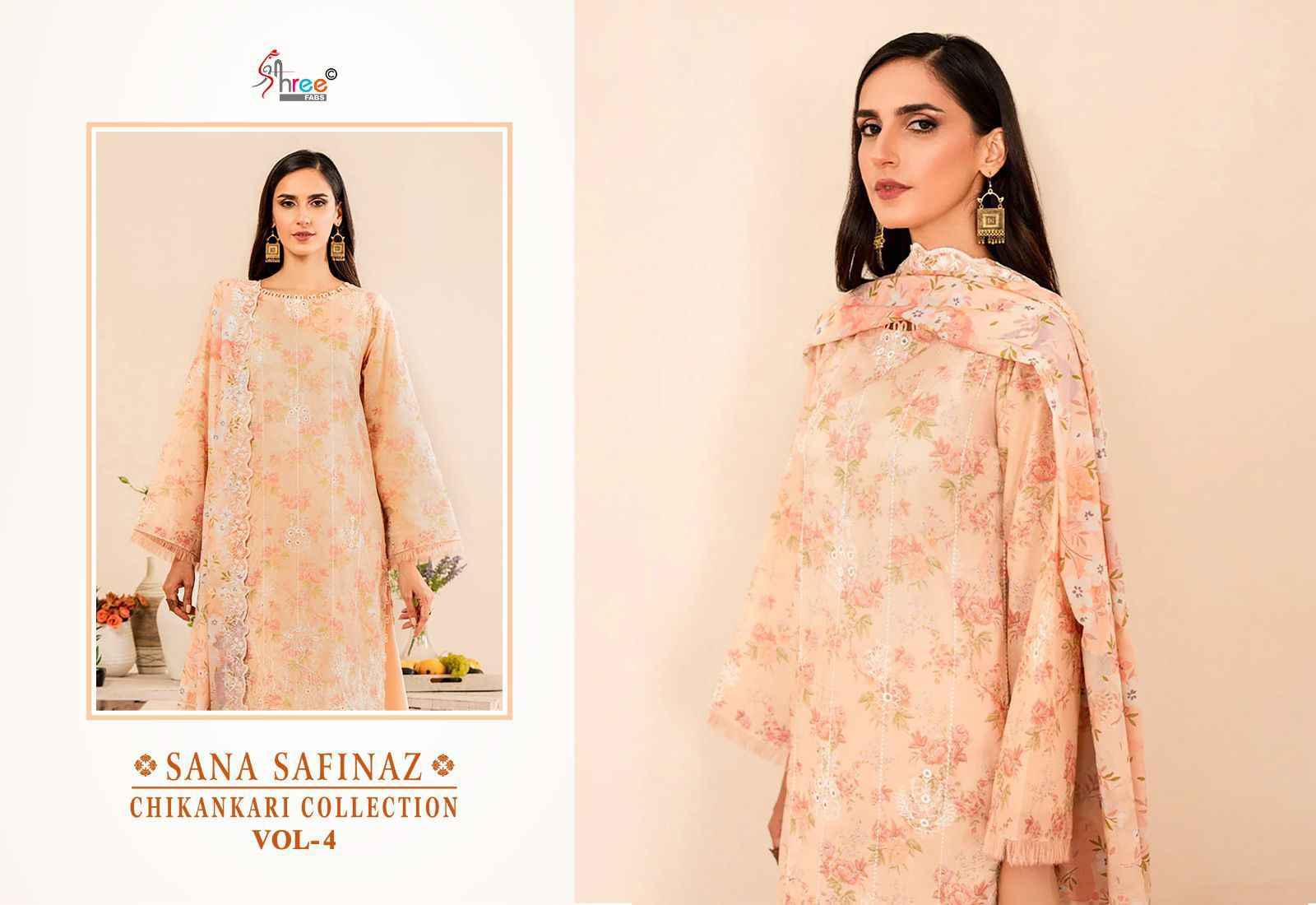 Shree Fabs Sana Safinaz Chikankari Collection Vol-4 Cotton Dress Material (6 pcs Catalogue)