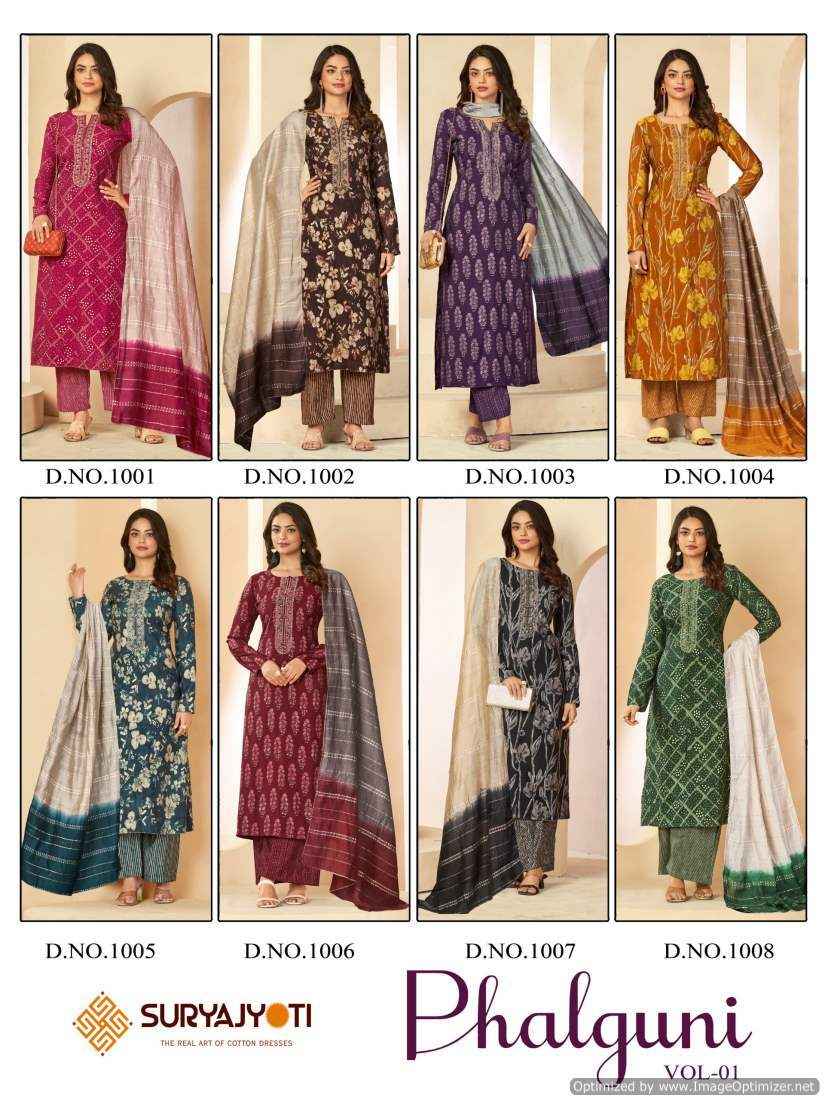 Suryajyoti Falguni Vol-1 Chanderi Dress Material (8 Pc Catalog)