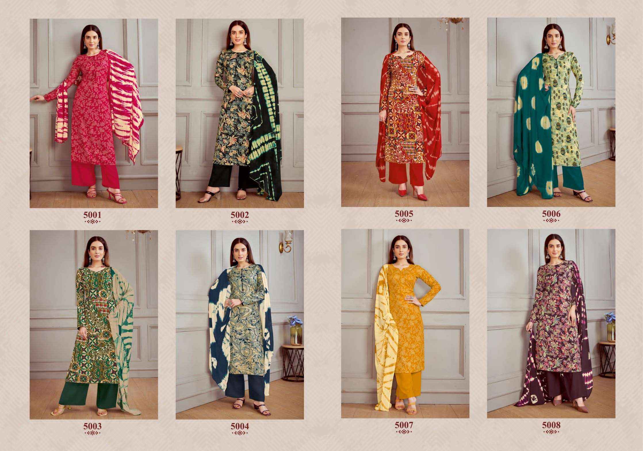 Suryajyoti Paroo Vol 5 Rayon Dress Material 8 pcs Catalogue