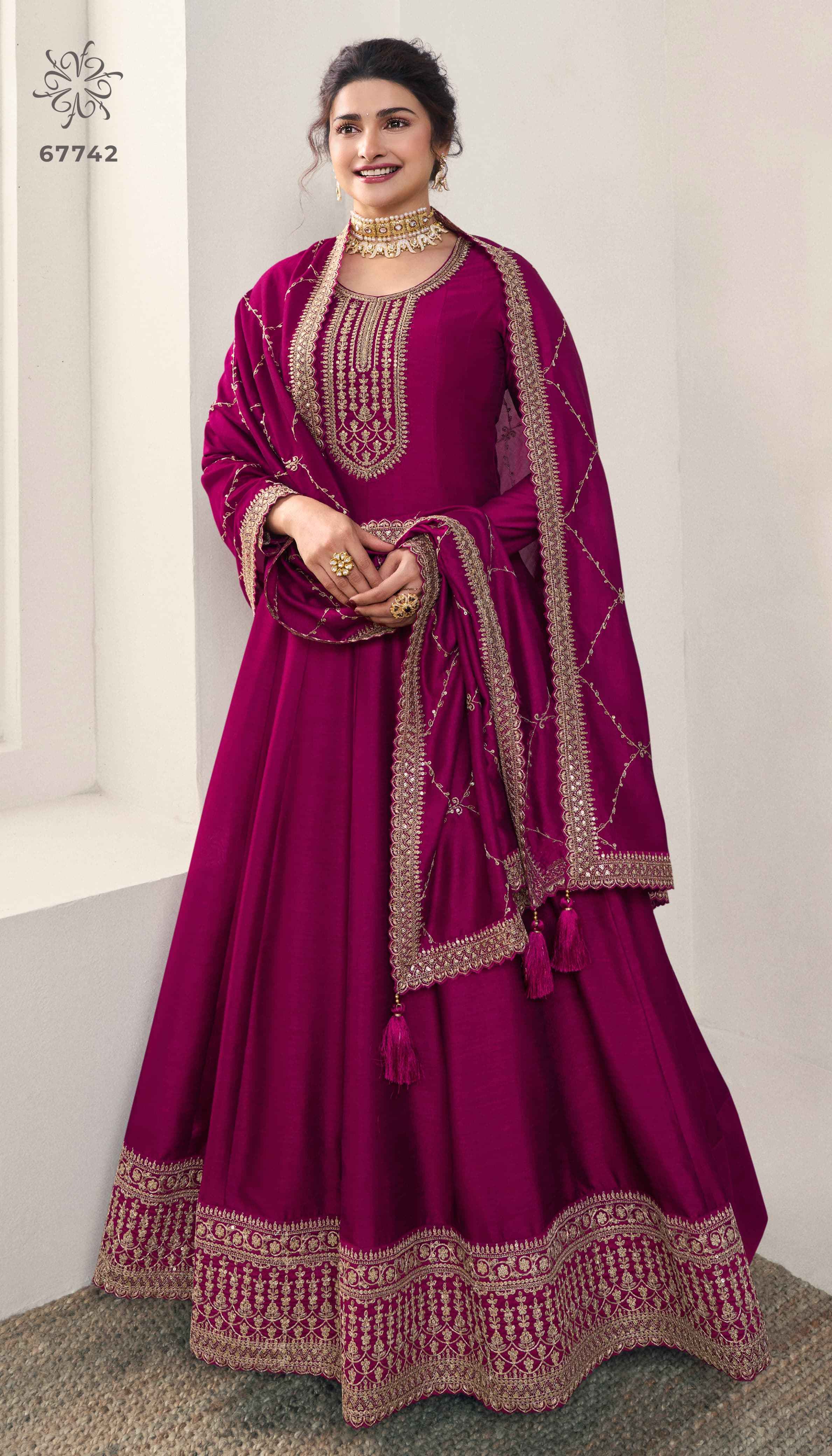 Vinay Kuleesh Aaliya Vol-2 Silk Georgette Dress Material (6 pcs Cataloge)