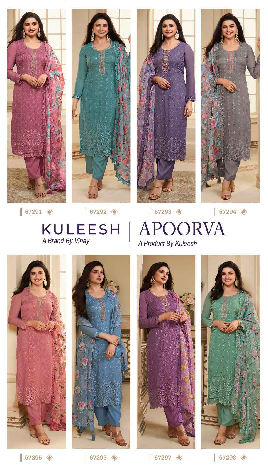 Vinay Kuleesh Apoorva Embroidered Dress Material (8 pcs Catalogue)