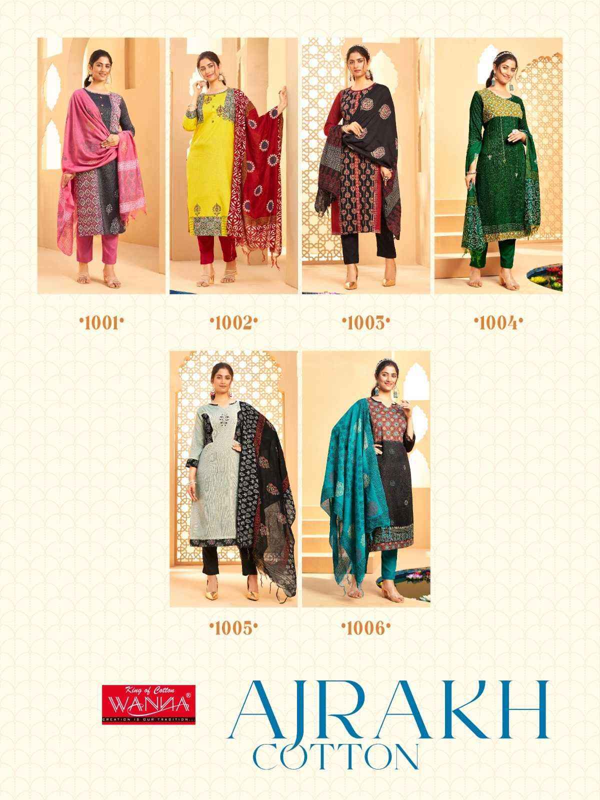 Wanna Ajrakh Reyon Kurti Combo 6 pcs Catalogue