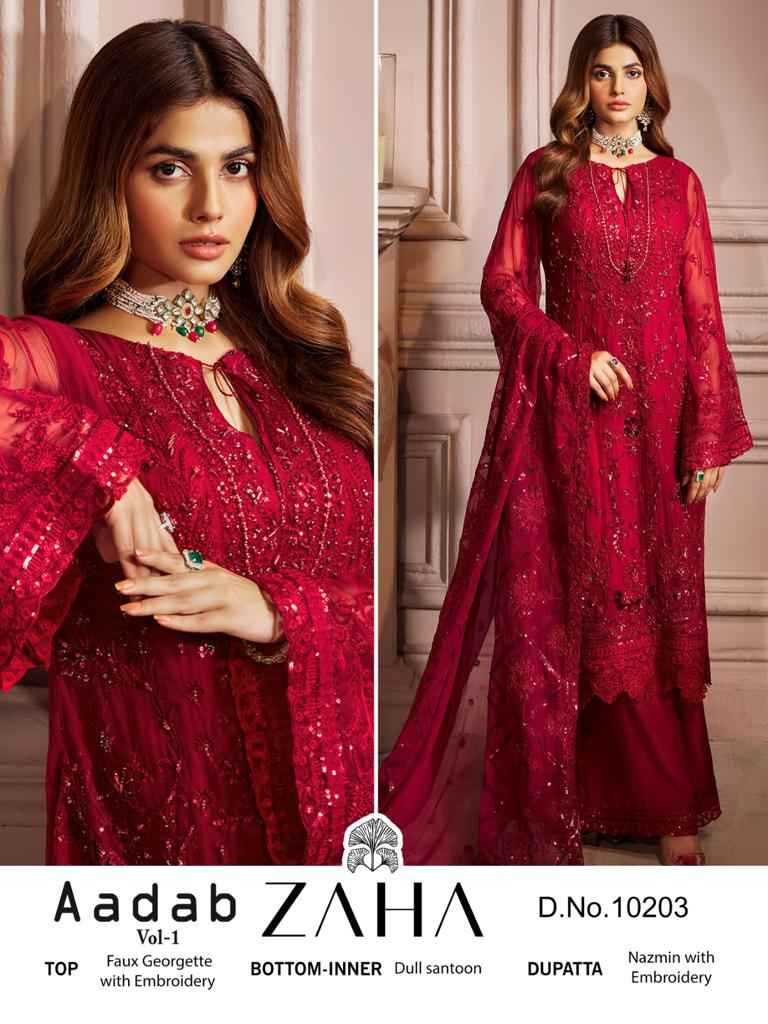 Zaha Adaab Vol-1 Georgette Dress Material (3 pcs Catalogue)
