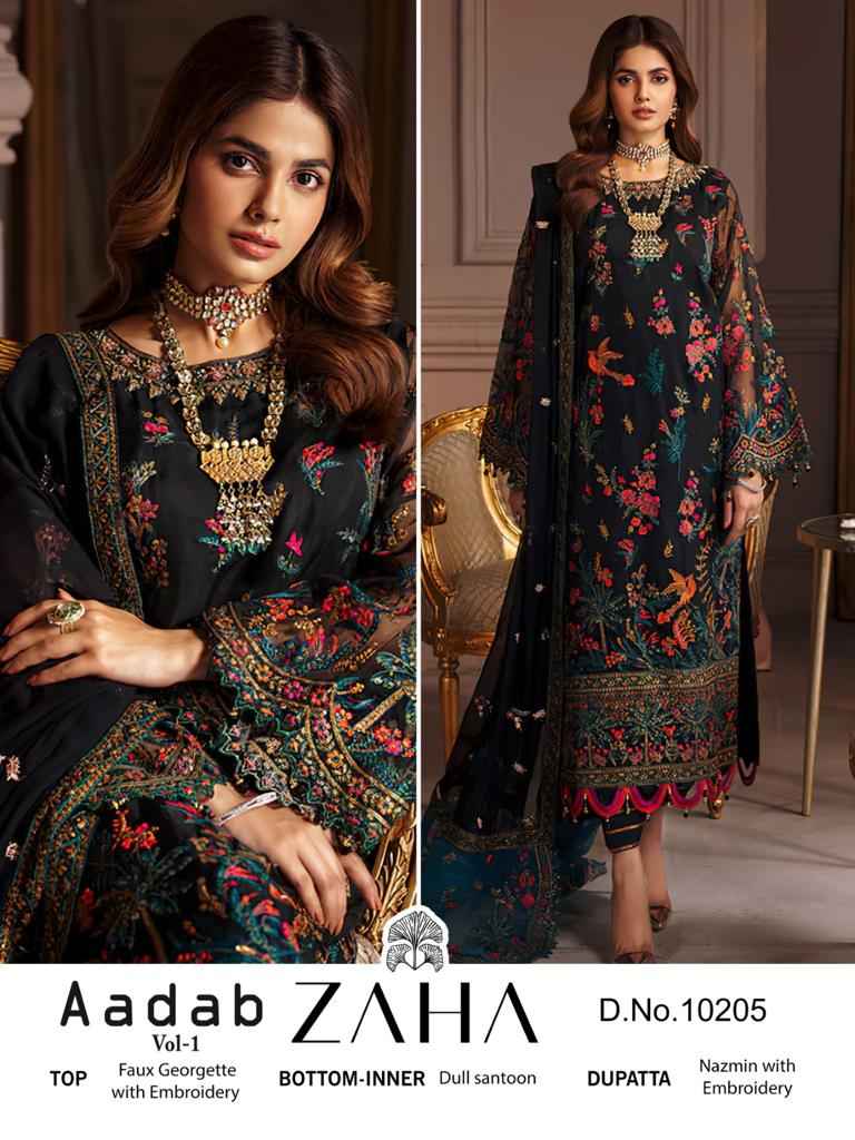 Zaha Adaab Vol-1 Georgette Dress Material (3 pcs Catalogue)