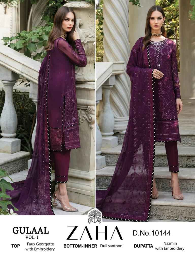 Zaha Gulaal Vol-1 Georgette Dress Material (5 Pc Catalog)