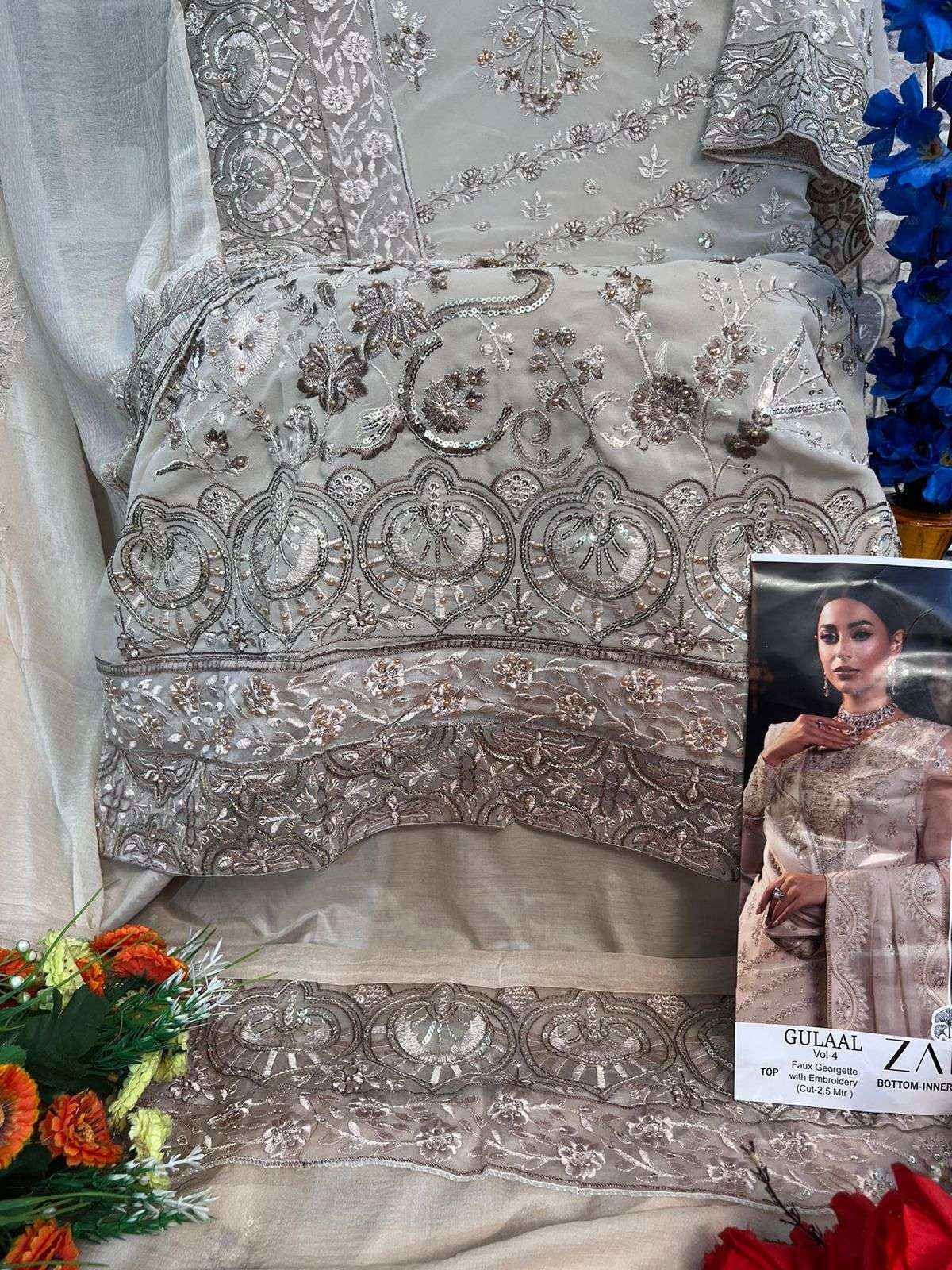 Zaha Gulaal Vol 4 Georgette Dress Material 3 Pc Catalog