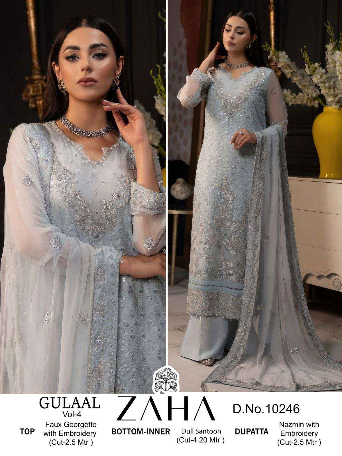 Zaha Gulaal Vol 4 Georgette Dress Material 3 Pc Catalog