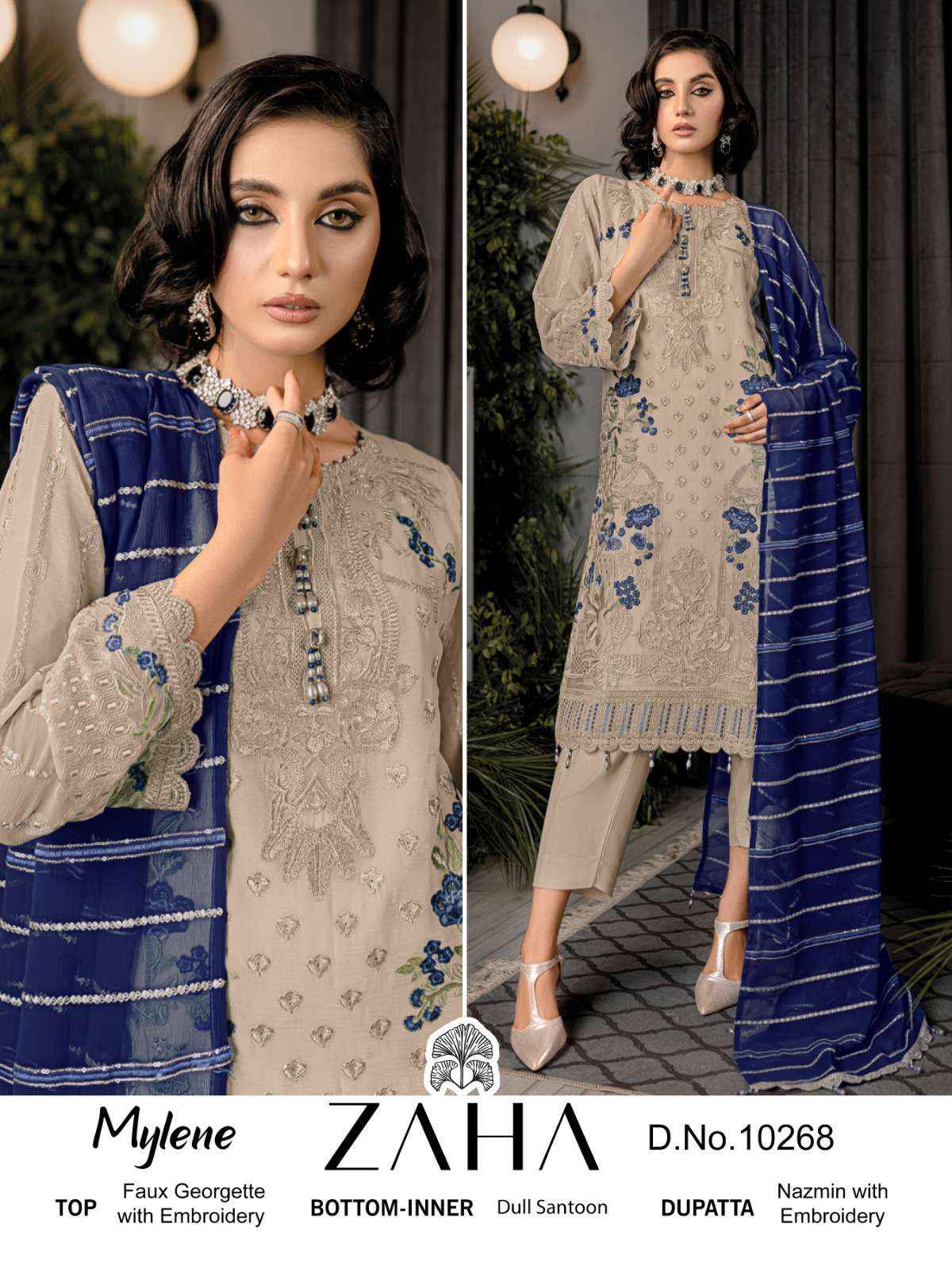 Zaha Mylene Vol 1 Georgette Dress Material 3 pcs Catalogue