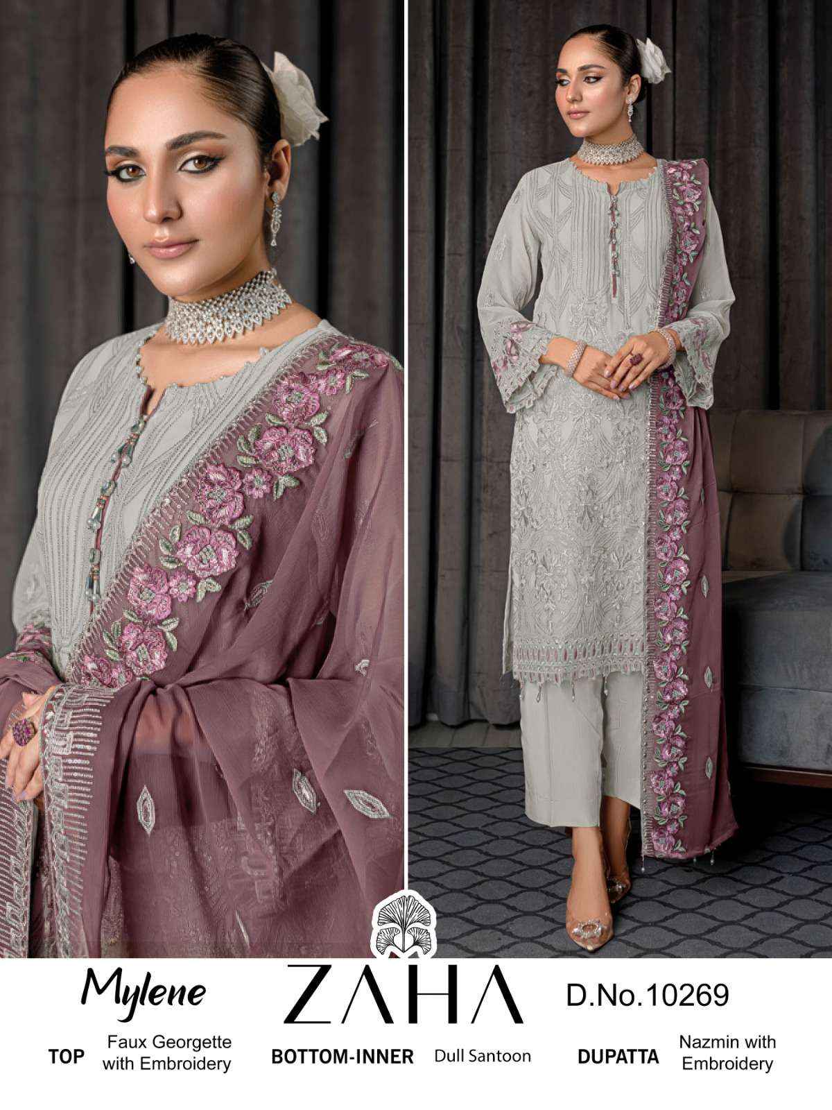 Zaha Mylene Vol 1 Georgette Dress Material 3 pcs Catalogue