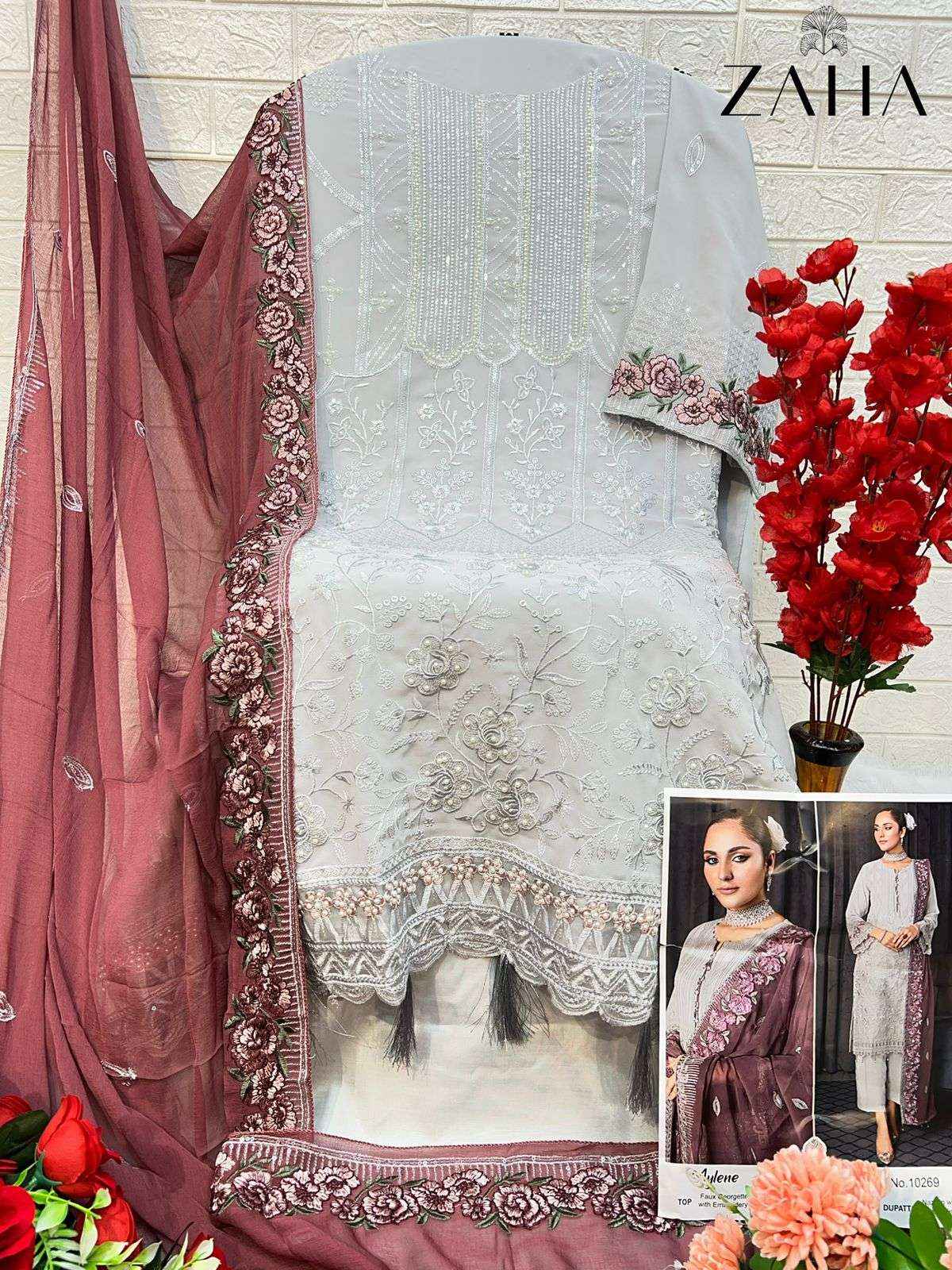 Zaha Mylene Vol 1 Georgette Dress Material 3 pcs Catalogue