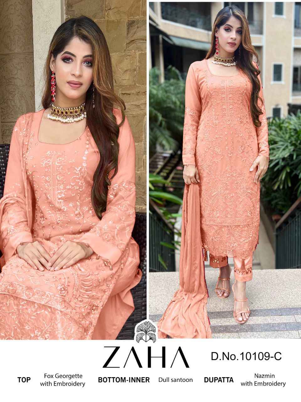 Zaha Saadia Vol-1 Georgette Dress Material (4 pcs Catalogue)