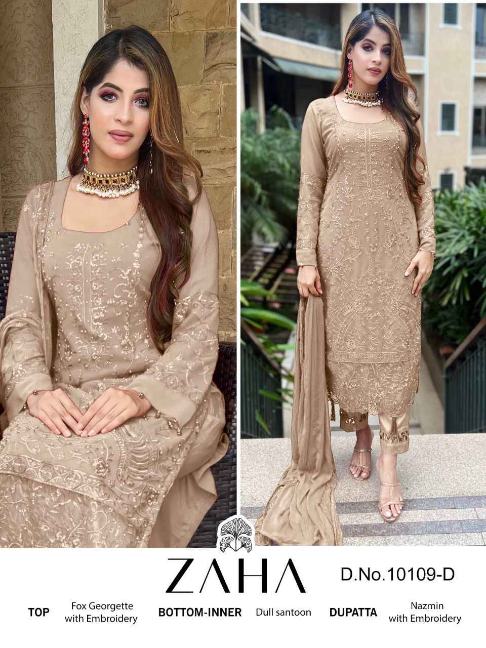 Zaha Saadia Vol-1 Georgette Dress Material (4 pcs Catalogue)