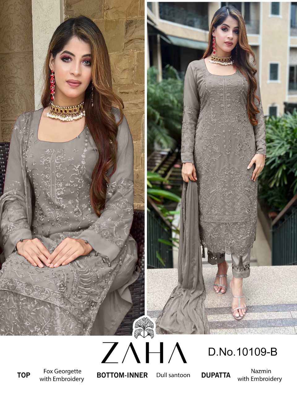 Zaha Saadia Vol-1 Georgette Dress Material (4 pcs Catalogue)