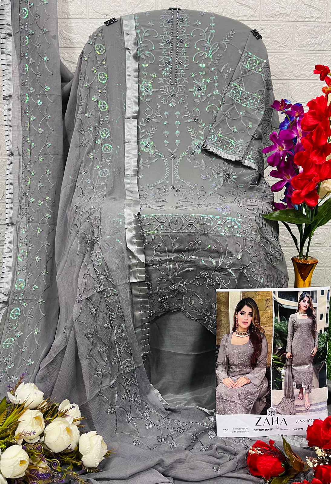 Zaha Saadia Vol-1 Georgette Dress Material (4 pcs Catalogue)