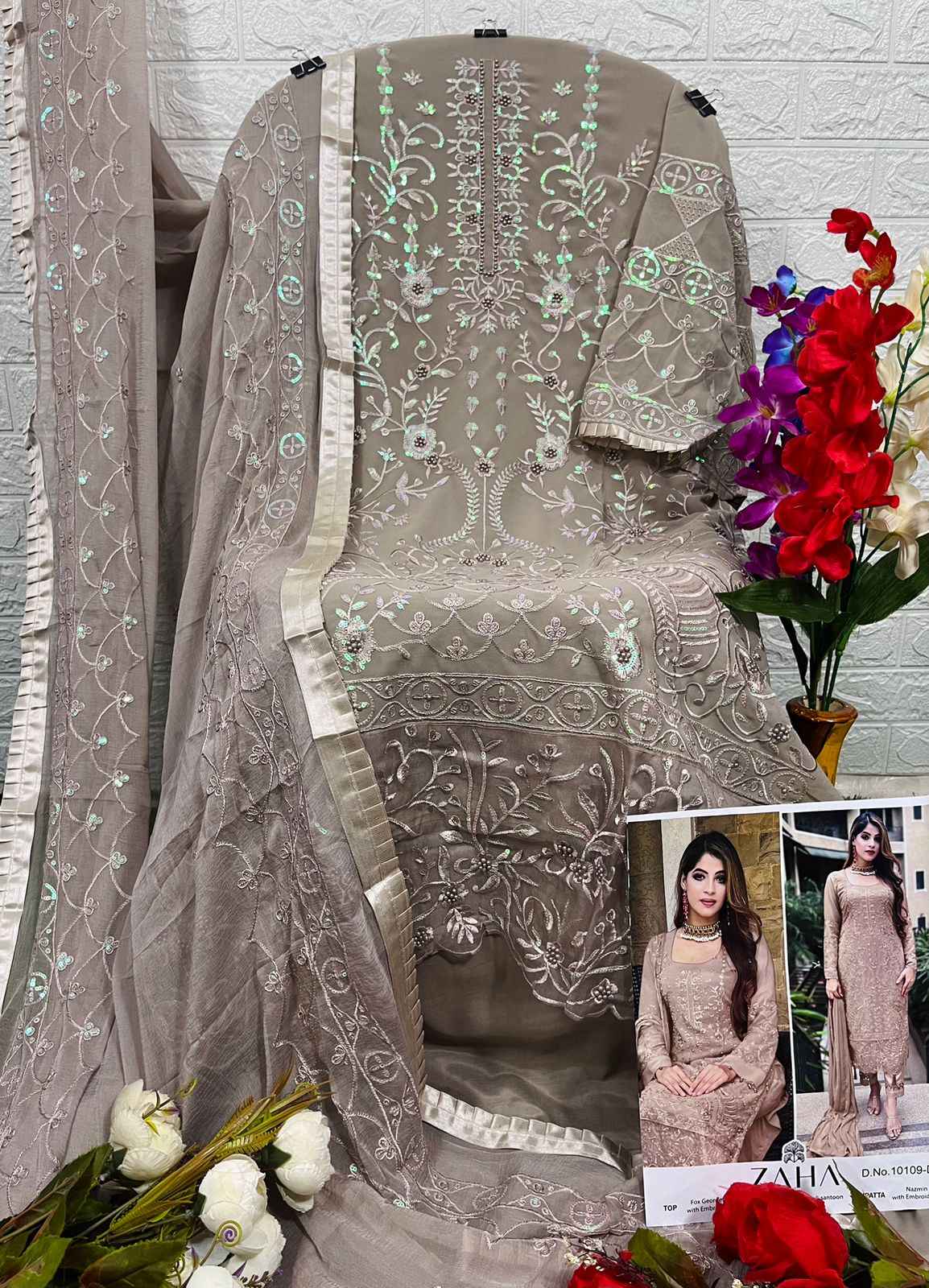 Zaha Saadia Vol-1 Georgette Dress Material (4 pcs Catalogue)