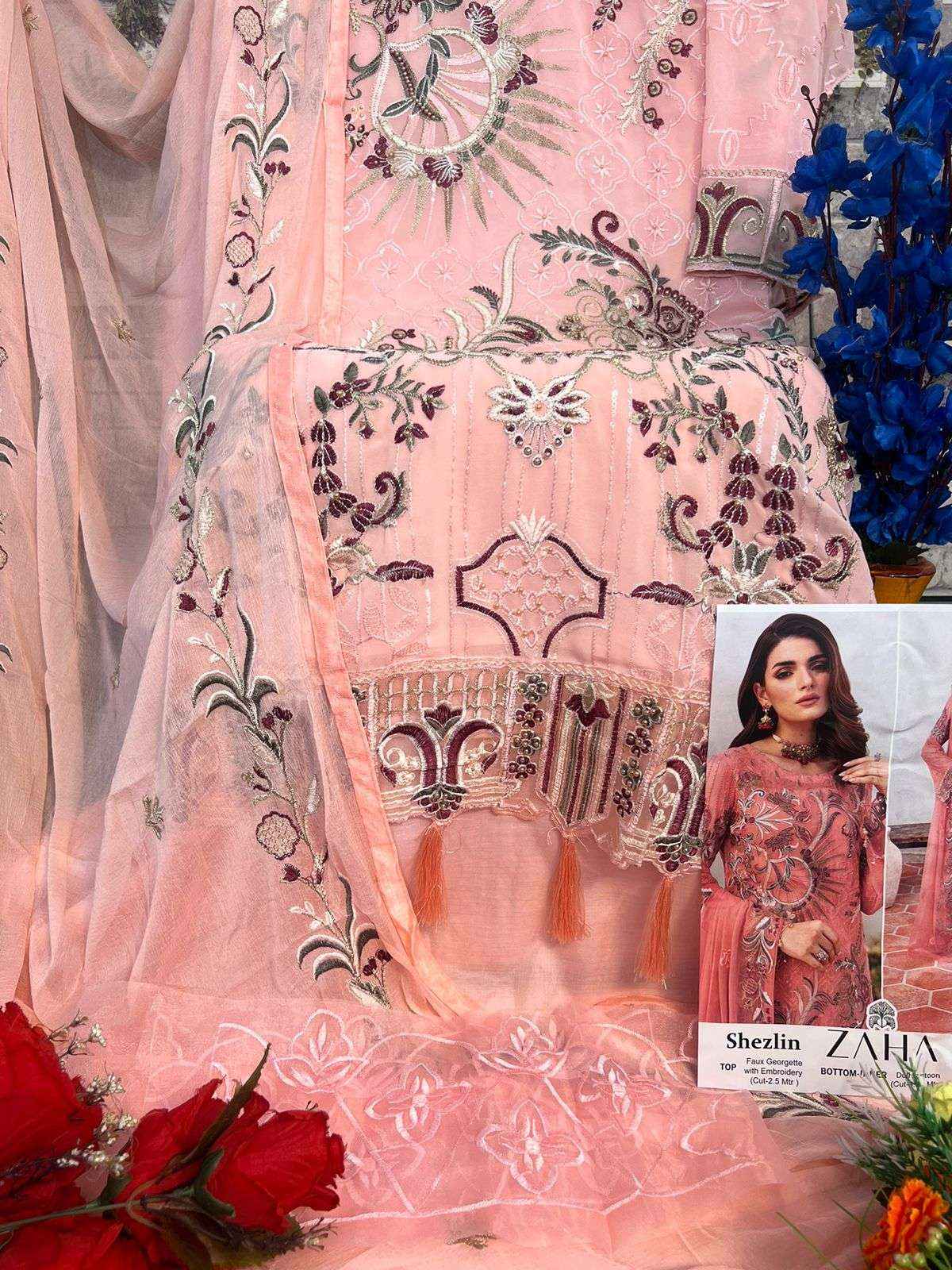 Zaha Shezlin Georgette Dress Material 3 pcs Catalogue