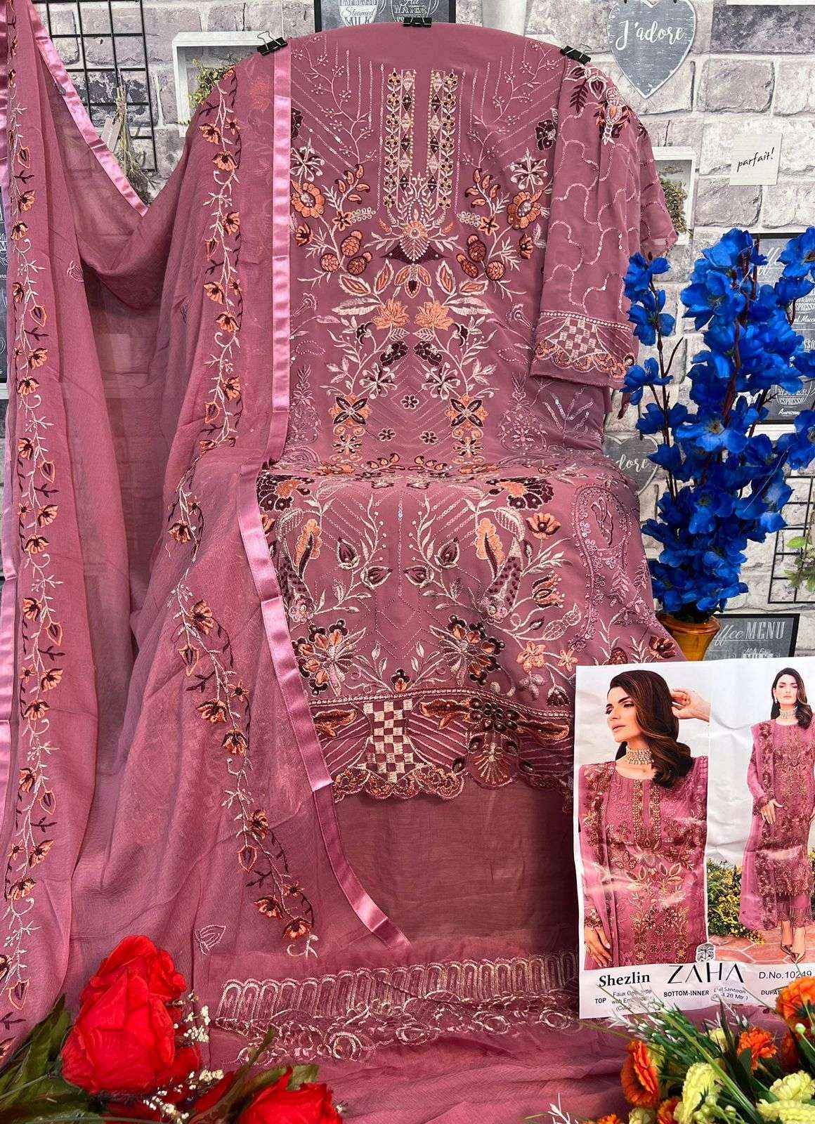 Zaha Shezlin Georgette Dress Material 3 pcs Catalogue