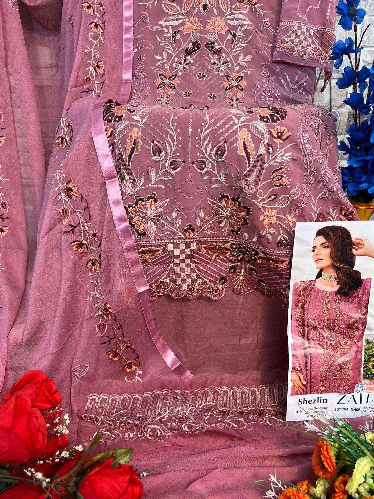 Zaha Shezlin Georgette Dress Material 3 pcs Catalogue