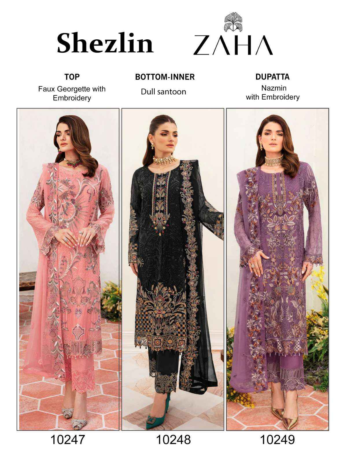 Zaha Shezlin Georgette Dress Material 3 pcs Catalogue