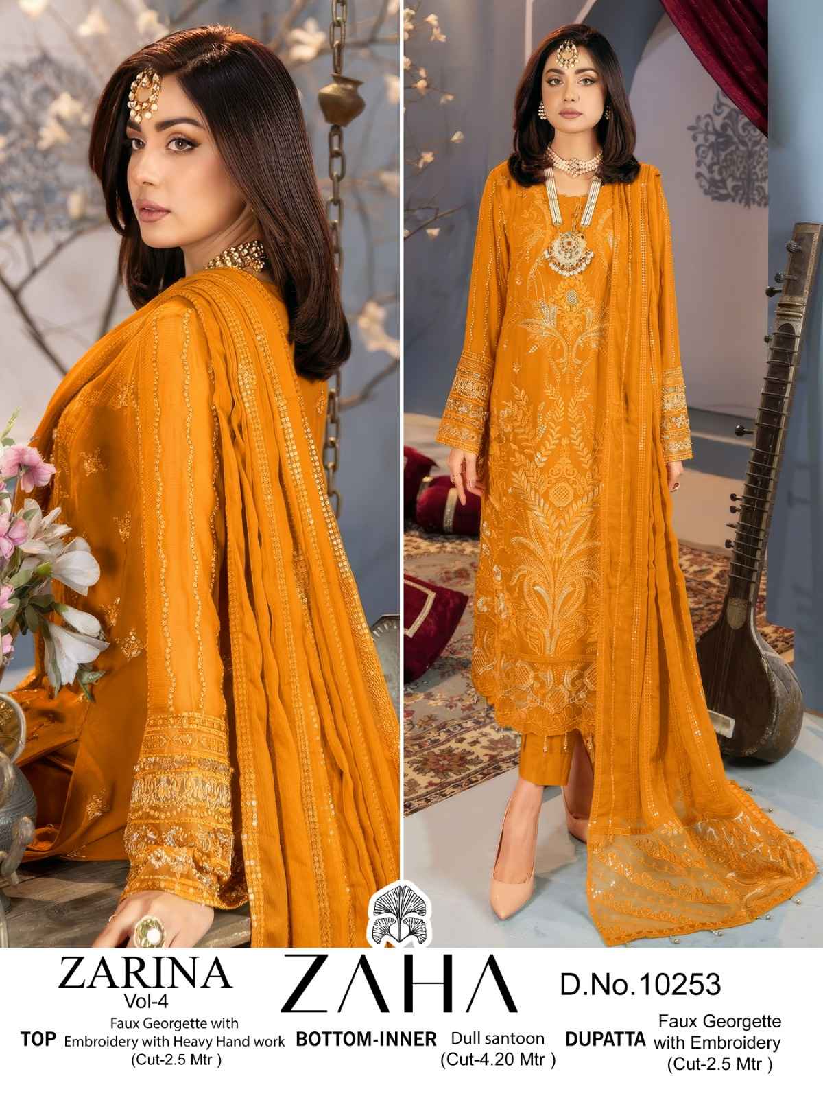 Zaha Zarina Vol-4 Georgette Dress Material (3 pcs Catalogue)