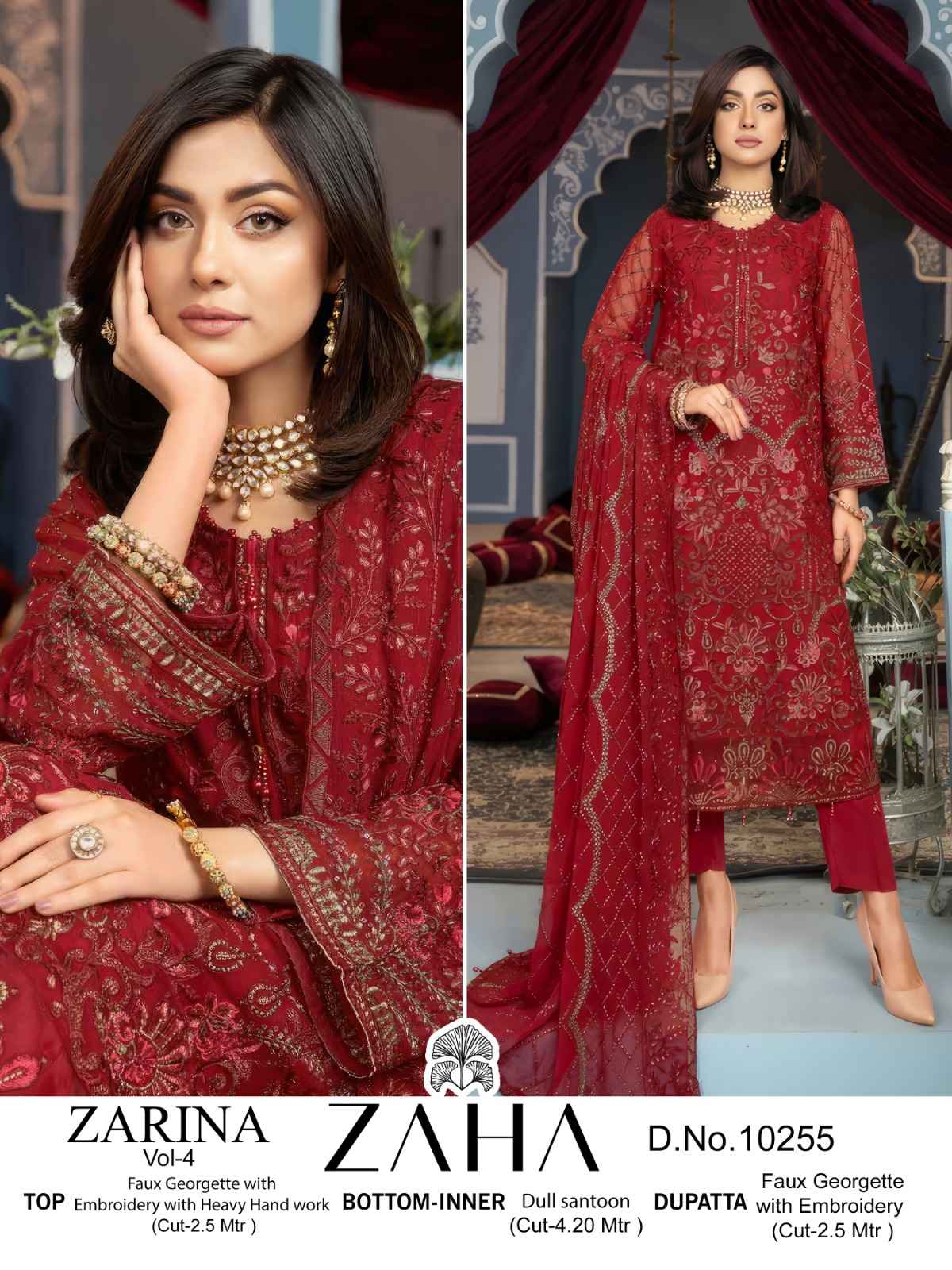 Zaha Zarina Vol-4 Georgette Dress Material (3 pcs Catalogue)