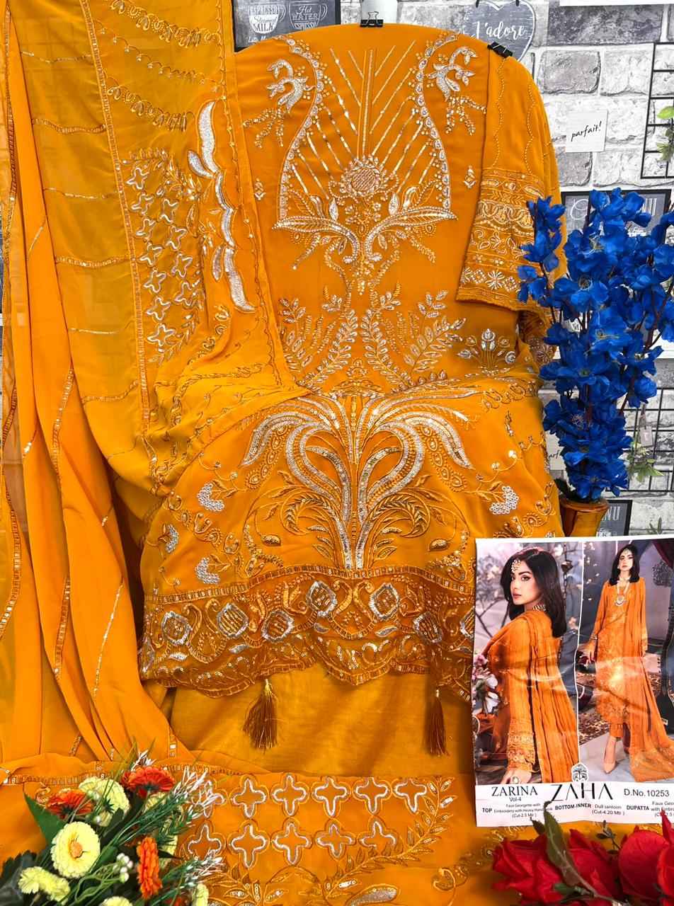 Zaha Zarina Vol-4 Georgette Dress Material (3 pcs Catalogue)