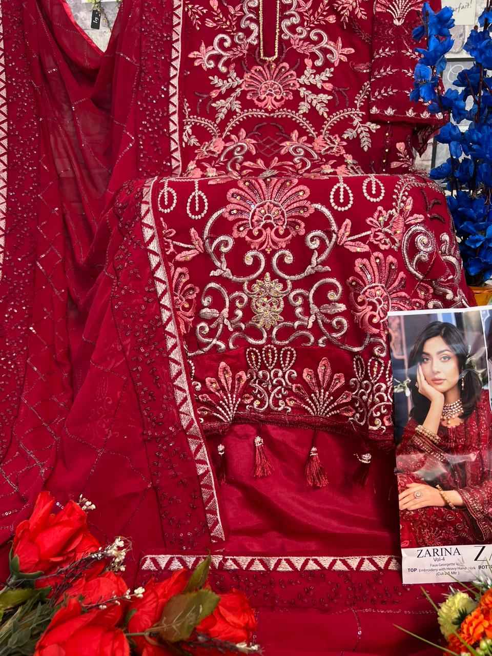 Zaha Zarina Vol-4 Georgette Dress Material (3 pcs Catalogue)