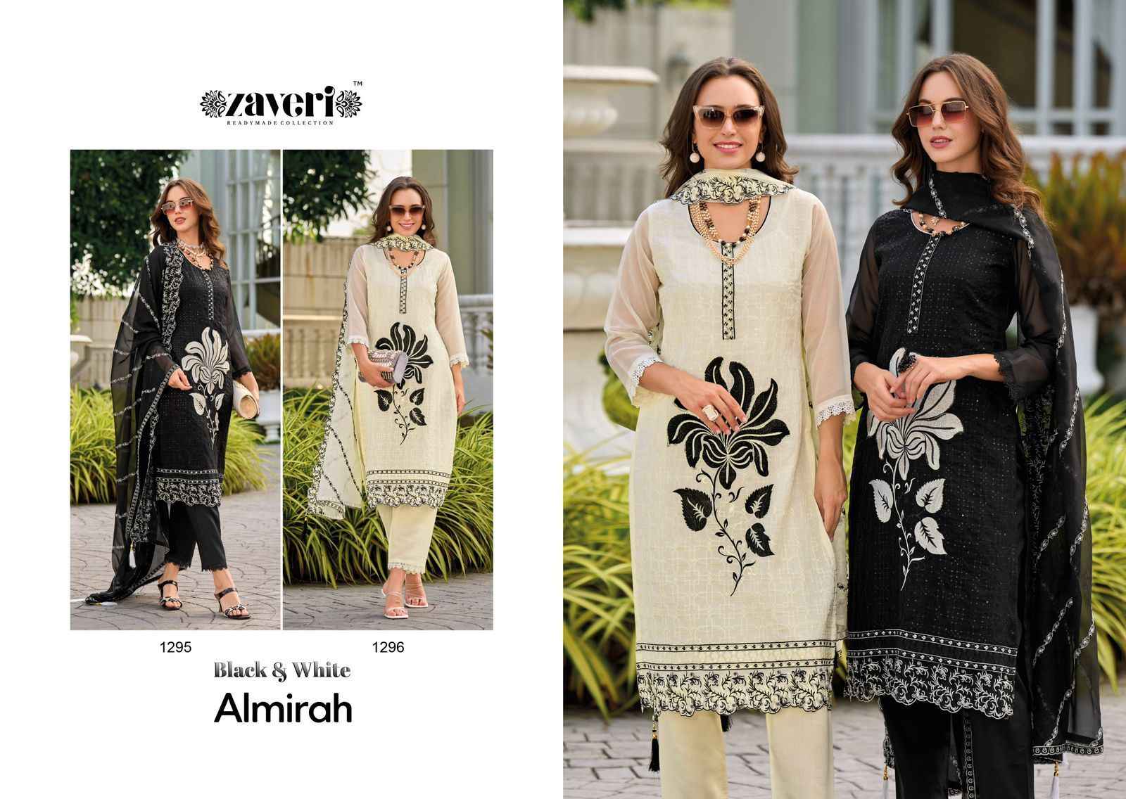 Zaveri Black & White Almirah Readymade Organza Dress 2 pcs Catalogue