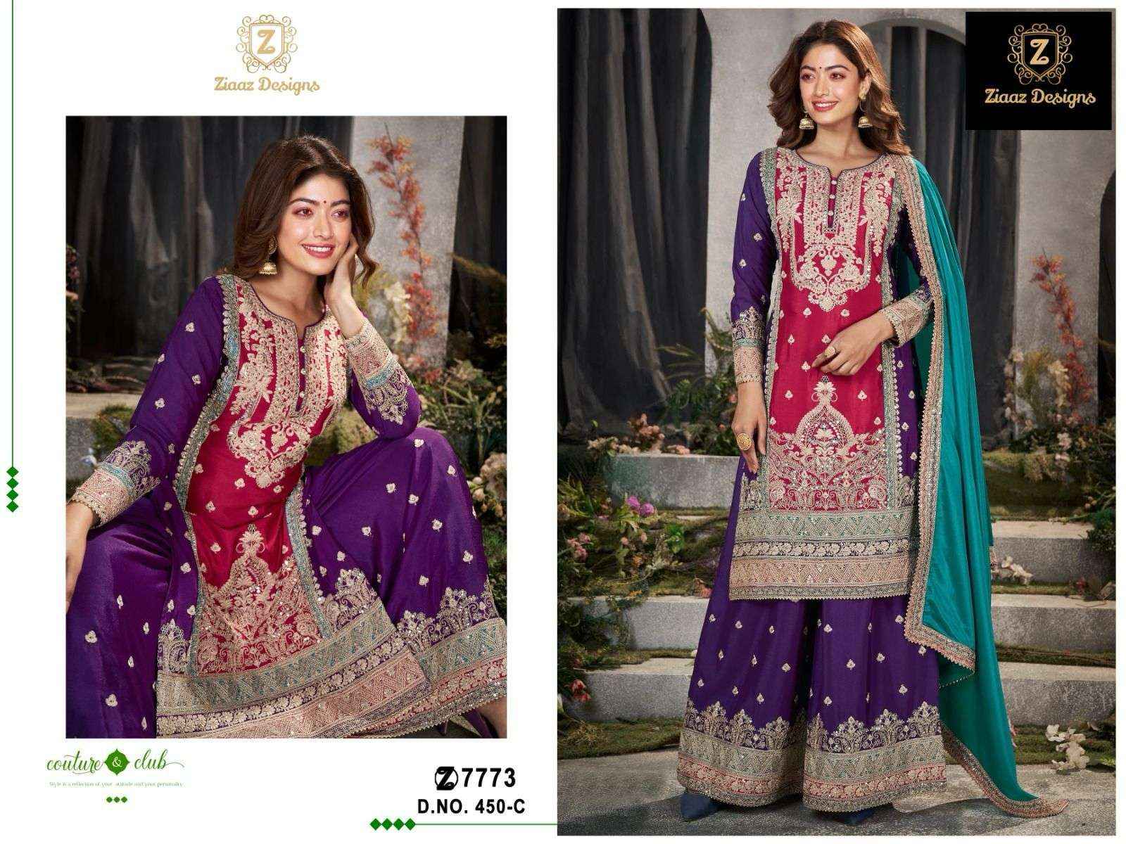 Ziaaz Designs Code 450 Readymade Chinon Dress 3 pcs Catalogue