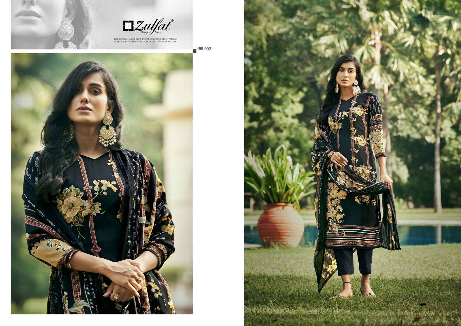 Zulfat Hayaat Pure Crepe Dress Material (10 Pc Catalog)