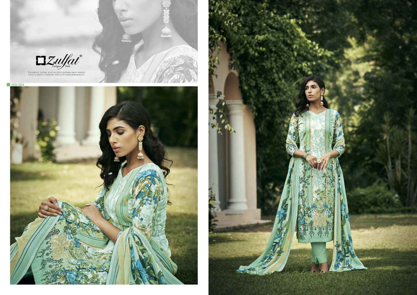 Zulfat Hayaat Pure Crepe Dress Material (10 Pc Catalog)