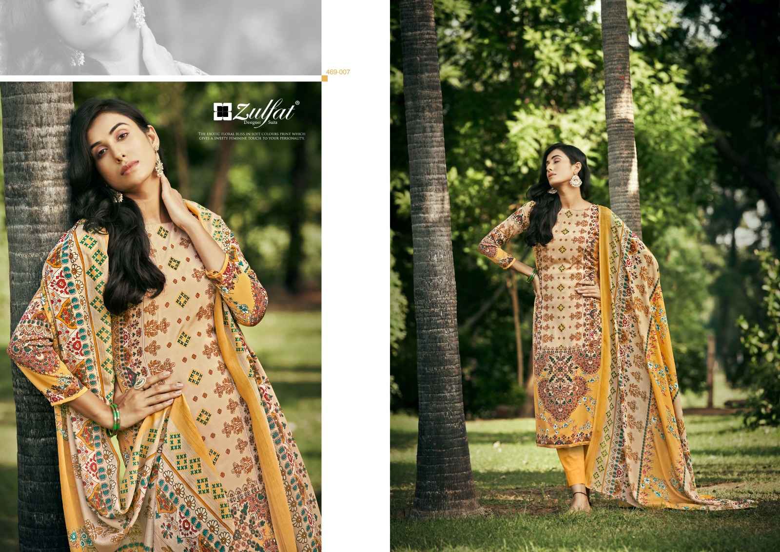 Zulfat Hayaat Pure Crepe Dress Material (10 Pc Catalog)