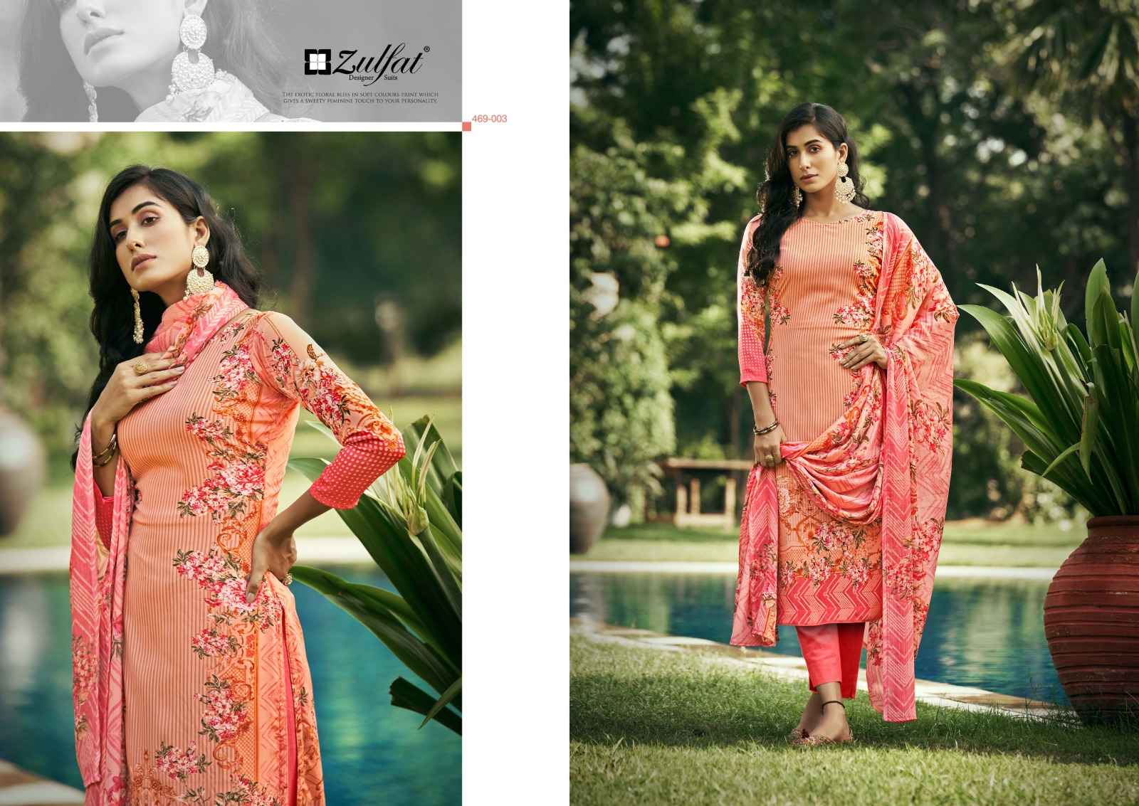 Zulfat Hayaat Pure Crepe Dress Material (10 Pc Catalog)