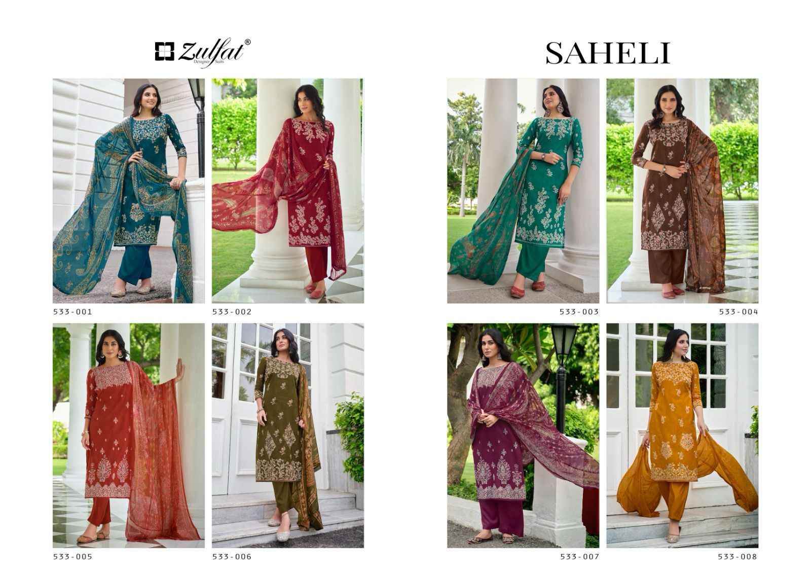 Zulfat Saheli Pure Cotton Dress Material (8 Pc Catalog)