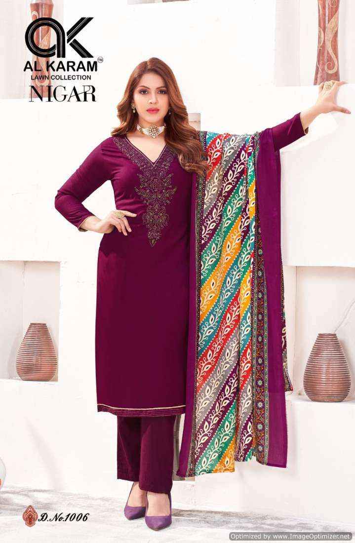 Al Karam Nigar Vol 1 Rayon Dress Material 6 pcs Catalogue