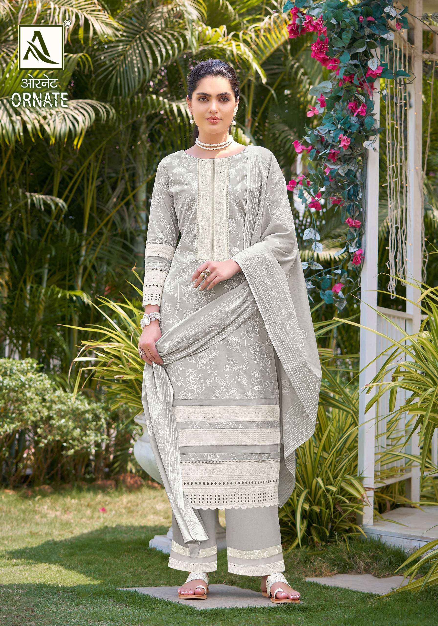 Alok Ornate Cambric Cotton Dress Material 6 pcs Catalogue