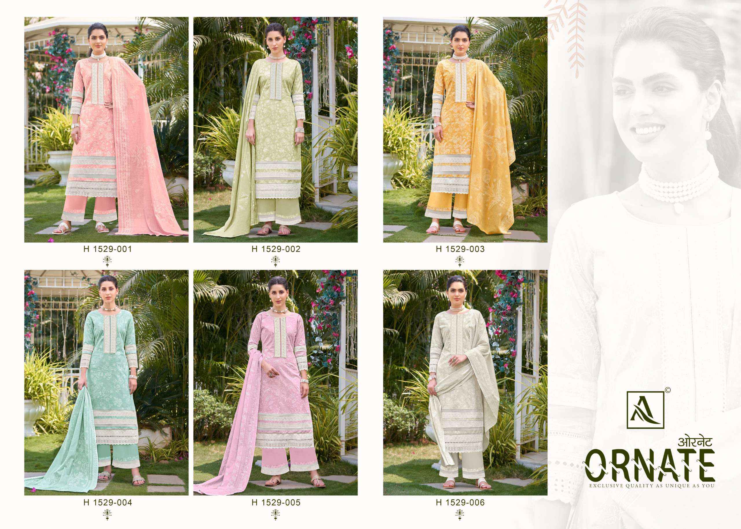 Alok Ornate Cambric Cotton Dress Material 6 pcs Catalogue